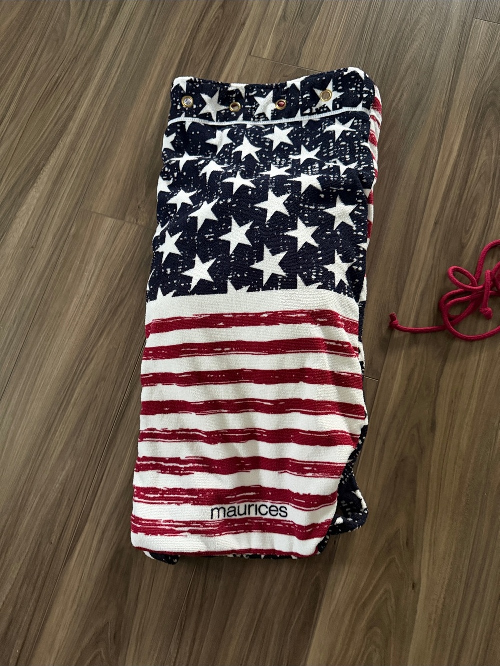 Maurices American Flag Patriotic beach towel with backpack carrying case